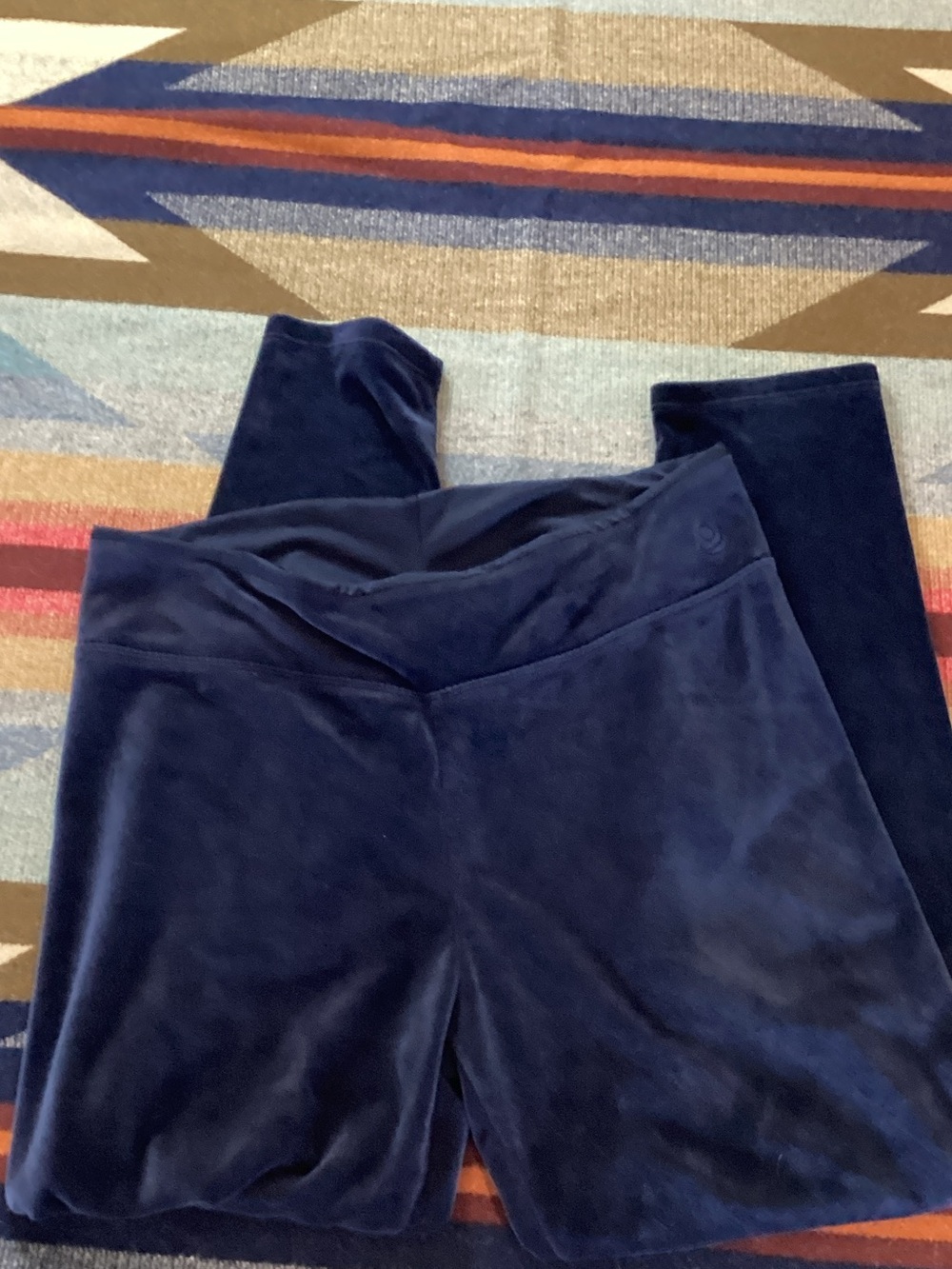 Cuddl Duds Navy Velvet High-Waist Leggings